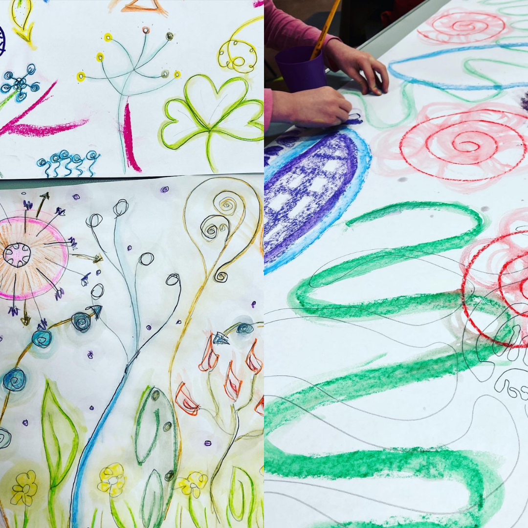 Flower doodles - a mixture of colours and lots of different shapes and sizes